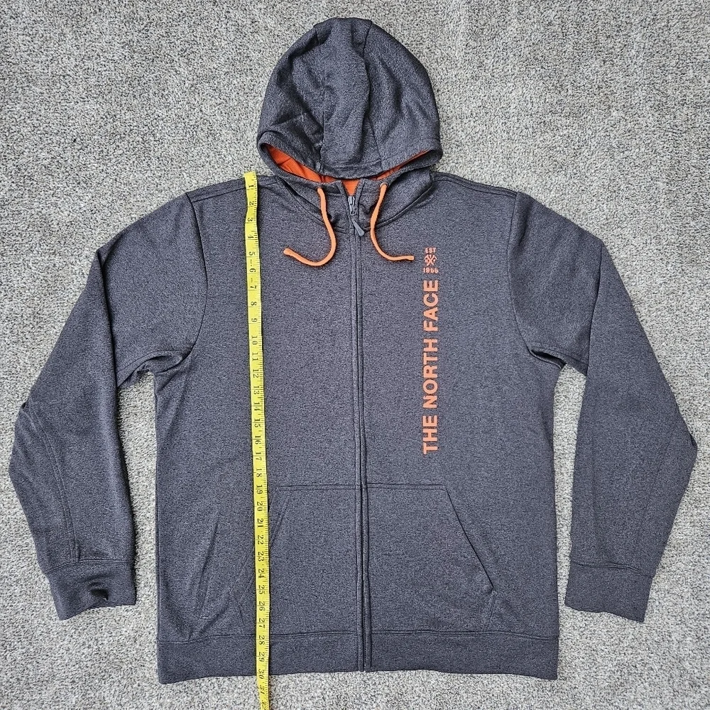 North Face Men’s Zip Up Sweatshirt Size XL Full Zip Hoodie Jacket Gray Orange